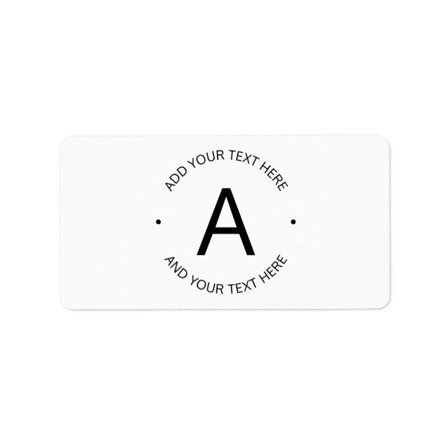 Etiqueta Texto Personalizável Simples | Branco e Preto (Frente)