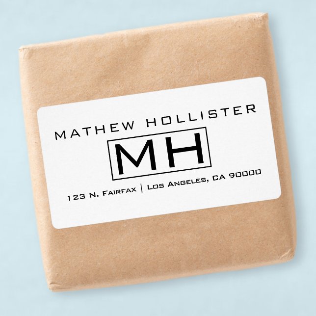 Etiqueta Texto Preto Moderno em Monograma Profissional Bran (Criador carregado)