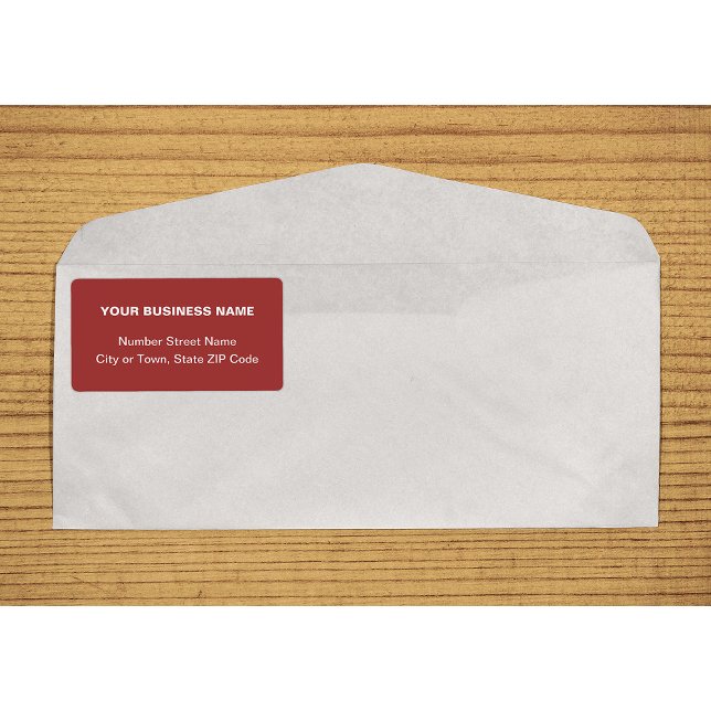 Etiqueta Texto Simples Alinhado Centralizado Entrega Vermel (Center aligned plain text business red shipping label on envelope)