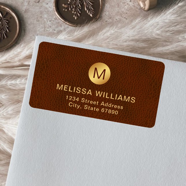 Etiqueta Textura Castanho Inicial Clássica e Endereço Doura (Criador carregado)