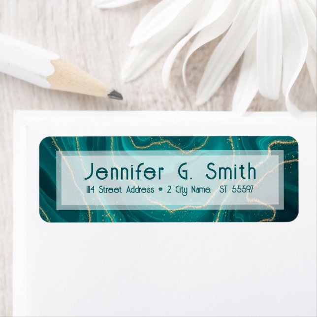 Etiqueta Textura de mármore líquido de turquesa com acentos (Insitu)