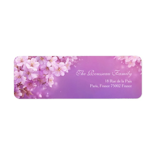 Etiqueta Textured Purple Ethereal Cherry Blossom (Frente)