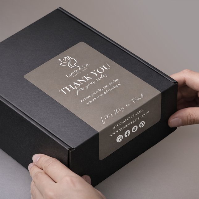 Etiqueta Thank You Neutral Beige Beauty Shipping label (Criador carregado)