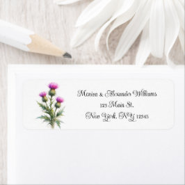 Etiqueta Thistle Botanical Watercolor Return Address Label