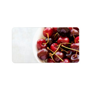 Etiqueta tigela de cerejas