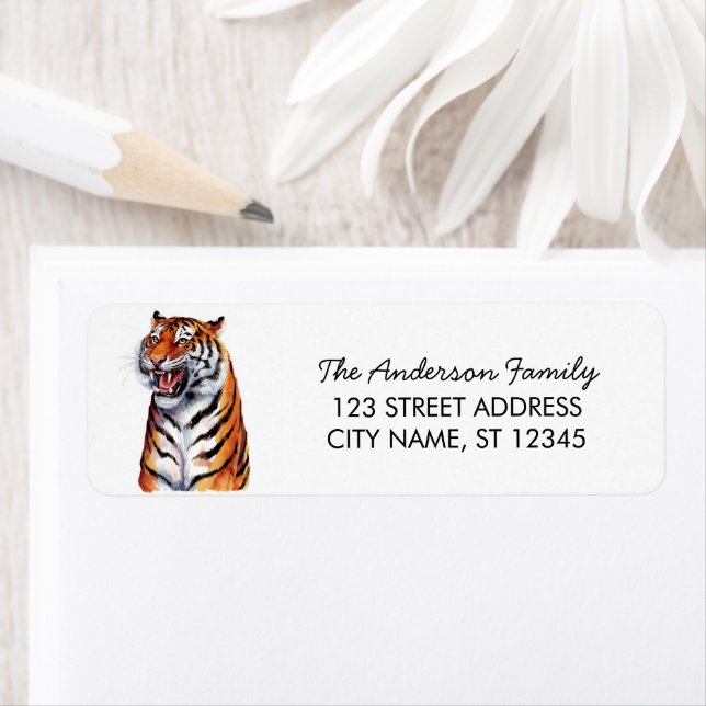 Etiqueta Tiger Christmas Return Address (Insitu)