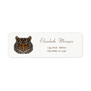 Etiqueta Tiger Head Simples, Branco