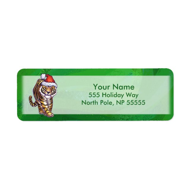 Etiqueta Tigre-bonito em Santa Chapéu em Verde (Frente)