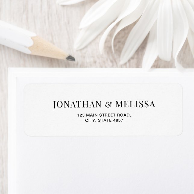 Etiqueta Timeless Classic Black Typography Wedding Address (Insitu)