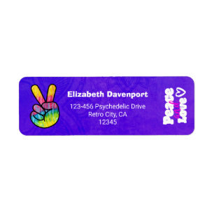 Etiqueta Tipografia do Rainbow Hand Peace Sign Peace and Lo