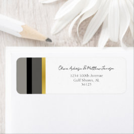 Etiqueta Tipografia Elegante Casamento Dourado de Stripe Br