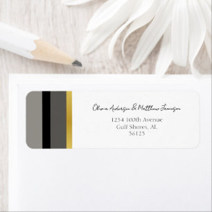 Etiqueta Tipografia Elegante Casamento Dourado de Stripe Br