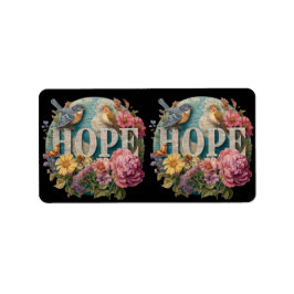 Etiqueta Tipografia Floral Esperança com Aves e Botânica