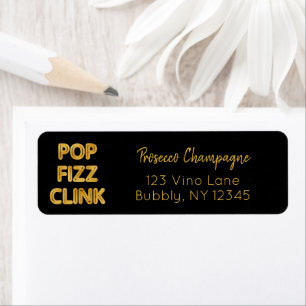 Etiqueta Tipografia Moderna Pop Fizz Clink Endereço de Reto