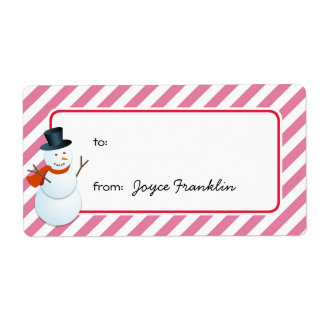 Etiqueta Tiras cor-de-rosa de boneco de neve personalizadas