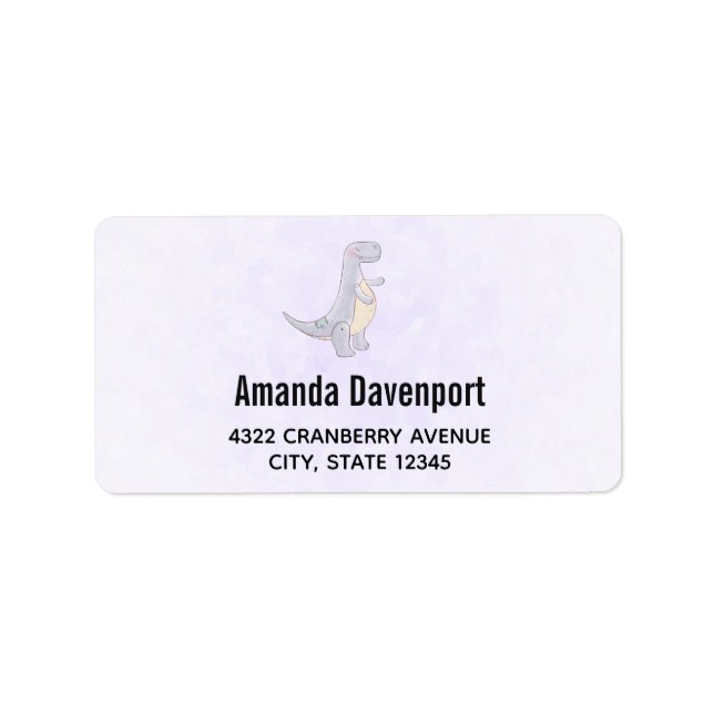 Etiqueta Tiro Tirrannosaurus Rex Dinossaur, Cinza de raça (Frente)