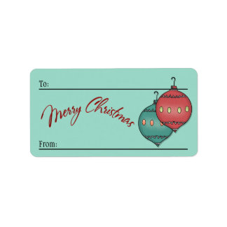 Etiqueta To-From Sticky - Retro Glass Xmas Balls on Seafoam