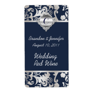 Etiqueta Tom dos azuis marinhos e da prata que Wedding mini