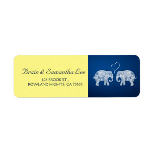 Etiqueta TONELADAS de azul Wedding & de amarelo do elefante