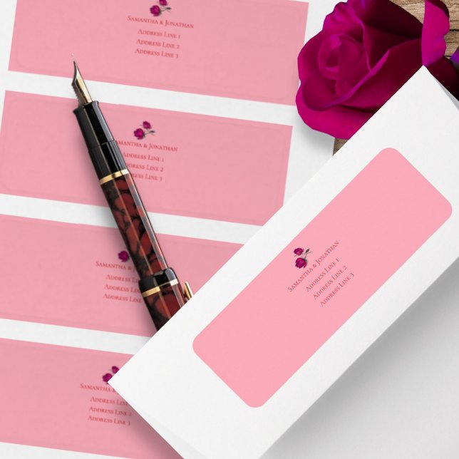 Etiqueta Tons de Rosa Magenta Casamento Moderno (Criador carregado)