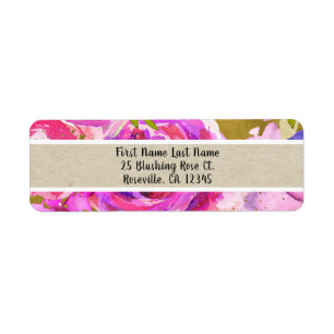 Etiqueta Tons de Rosa Roxo Dourado Floral Moderno Chic