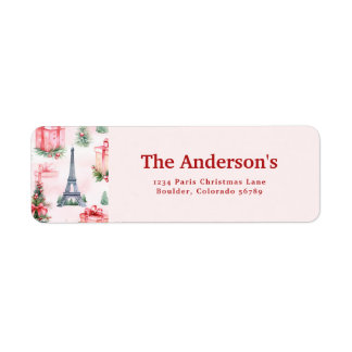 Etiqueta Torre Eiffel, Morada de Natal Pink Chic em Paris