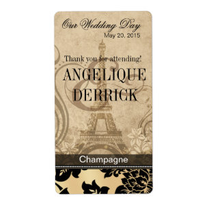 Etiqueta Torre Fleur de Paris Eiffel   Rótulo de vinho de 