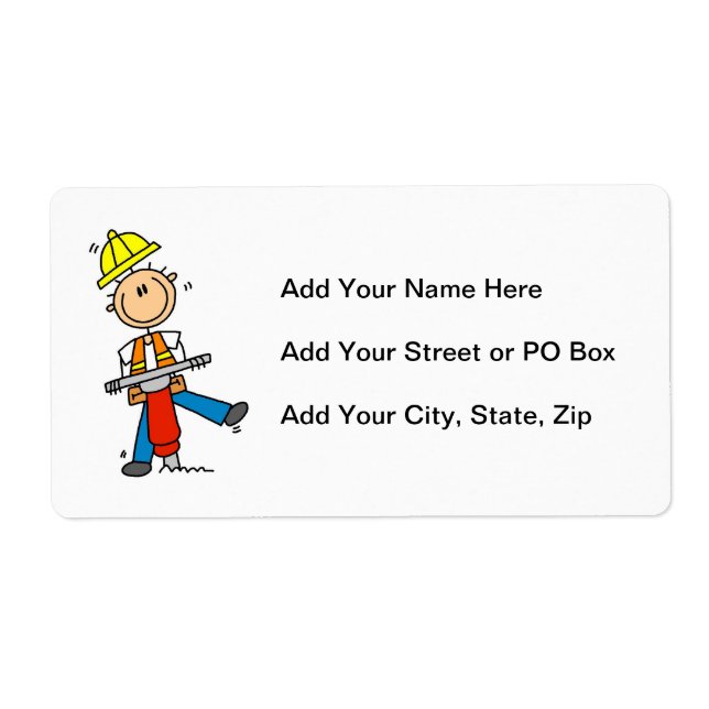 Etiqueta Trabalhador De Construção Com Presentes De Jack Ha (Frente)