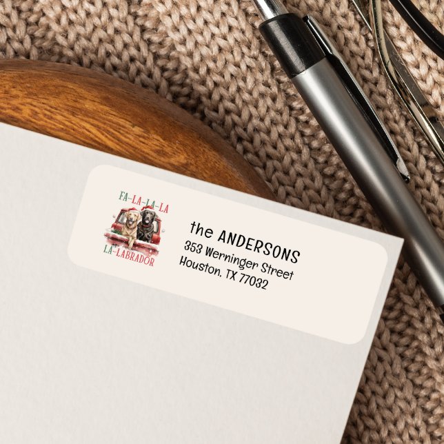 ETIQUETA TRABALHADORES DO CAMINHÃO VERMELHO FA LA CHRISTMAS (FA LA LA LABRADOR VINTAGE RED TRUCK RETURN ADDRESS FOR DOG LOVERS LABRADOR RETRIVER OWNER CHRISTMAS )