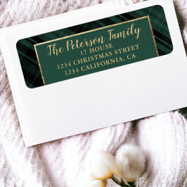 Etiqueta Tradicional Verde Russo e Dourado Natal da Xadrez