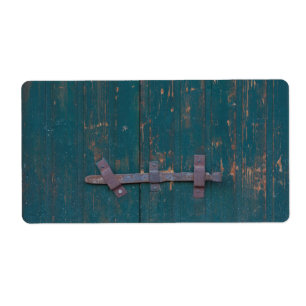 Etiqueta Trava Da Porta Rusty Na Porta Verde