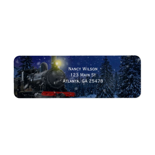 Etiqueta Trem de Natal na neve (Frente)