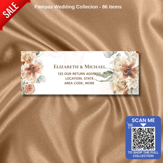 Etiqueta Trending Terracotta Pampas Grass Weding (Criador carregado)