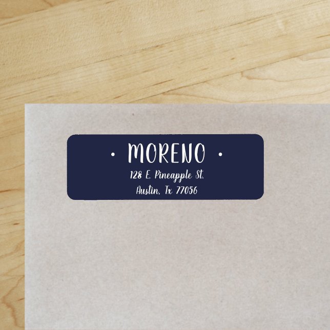 Etiqueta Trendy | Família | Azul-meia-noite | Endereço de d ("Everyday is abundantly beautiful." 
Sincerely Best Wishes from Lucky Design World)