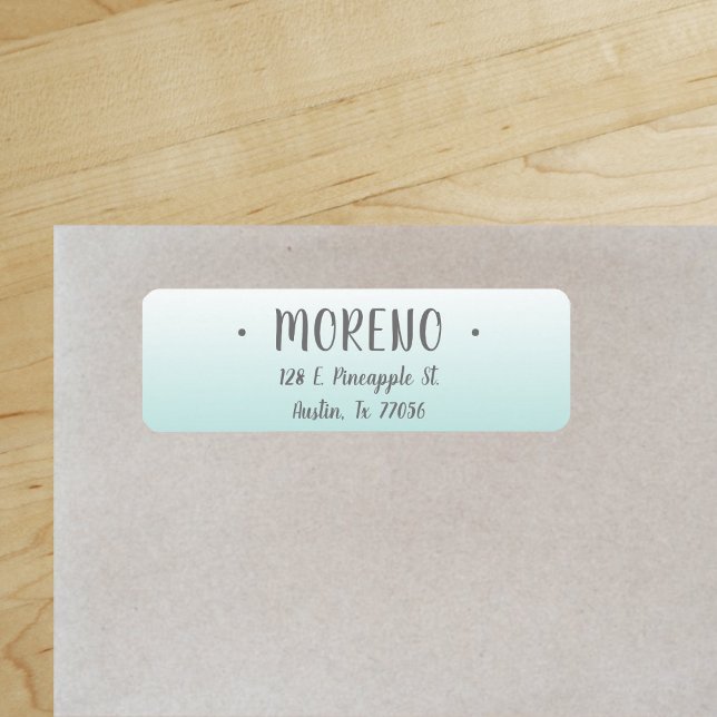 Etiqueta Trendy | Família | Gradiente Teal | Endereço de de ("Everyday is abundantly beautiful." 
Sincerely Best Wishes from Lucky Design World)