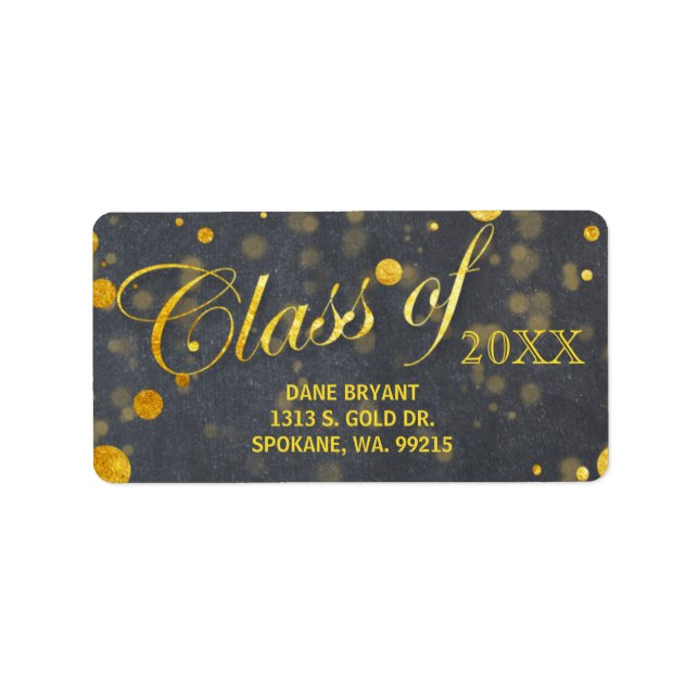 Etiqueta Trendy Faux Gold Foil Confetti Graduação Endereço (Frente)