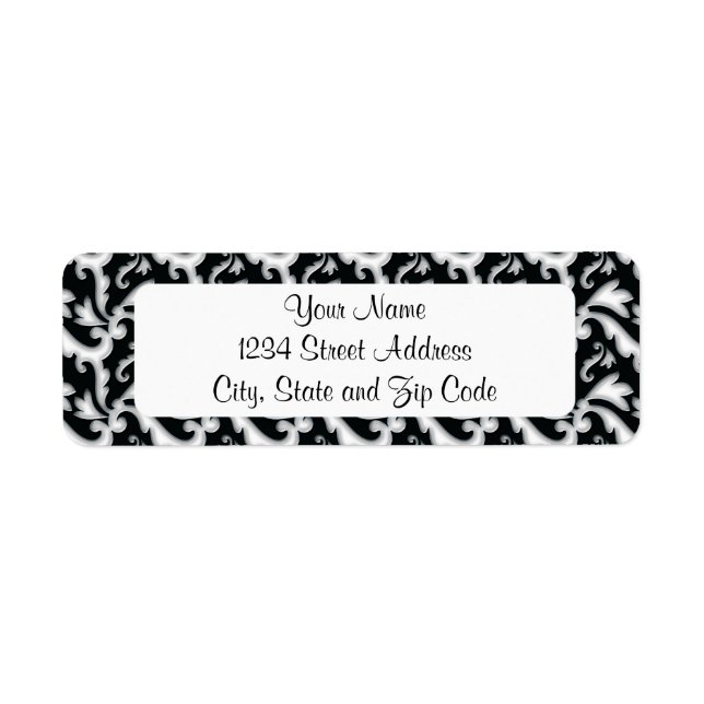 Etiqueta Trendy Flourish | Preto e branco (Frente)