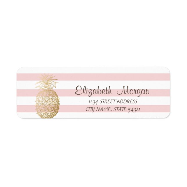 Etiqueta Trendy Girly Gold  Pineapple,Stripes  (Frente)