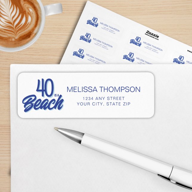 Etiqueta Trendy Mão Desenhada 40 É Um Aniversário De Praia (Criador carregado)