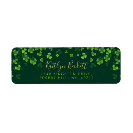 Etiqueta Trevos Verdes Elegantes Irlandeses Dia de São Patr