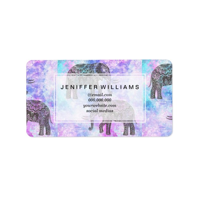 Etiqueta Tribal Negra-Rosa Elefante Brilhante (Frente)