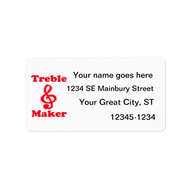 Etiqueta trible make clef red music design (Frente)
