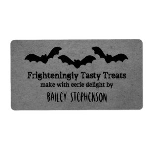 Etiqueta Trio de Bats Halloween Baking Labings, Cinzas