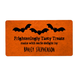 Etiqueta Trio de Bats Halloween Baking Labings, Laranja
