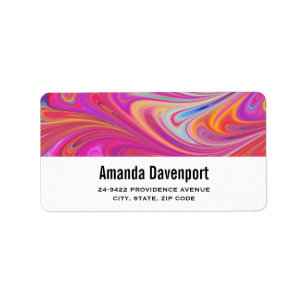Etiqueta Trippy Pink e Orange Swirly Design