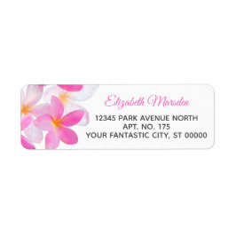 Etiqueta Tropical Beach Pink Plumeria Floral Return Address