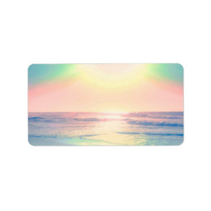 Etiqueta Tropical Beach Sea Sun Colorida Summer