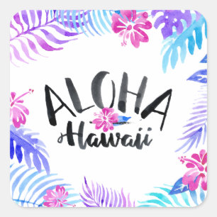 Etiqueta tropical de Havaí da aguarela Aloha
