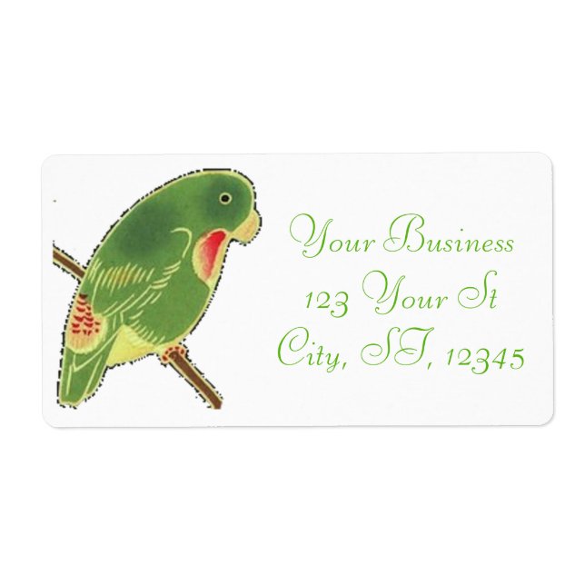 Etiqueta Tropical Green Parakeet Thunder_Cove (Frente)
