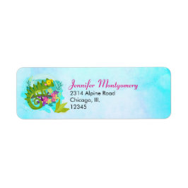 Etiqueta Tropical Lizard with Flowers